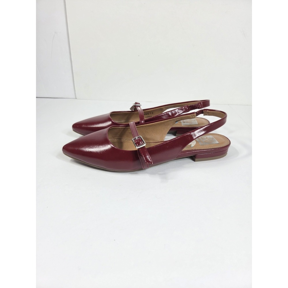 Burgundy Pointed Toe Slingback Buckle Strap Flats Sz 7.5 Women
